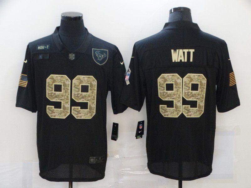 Men Houston Texans #99 Watt Black Camo Lettering 2020 Nike NFL Jersey->san francisco 49ers->NFL Jersey